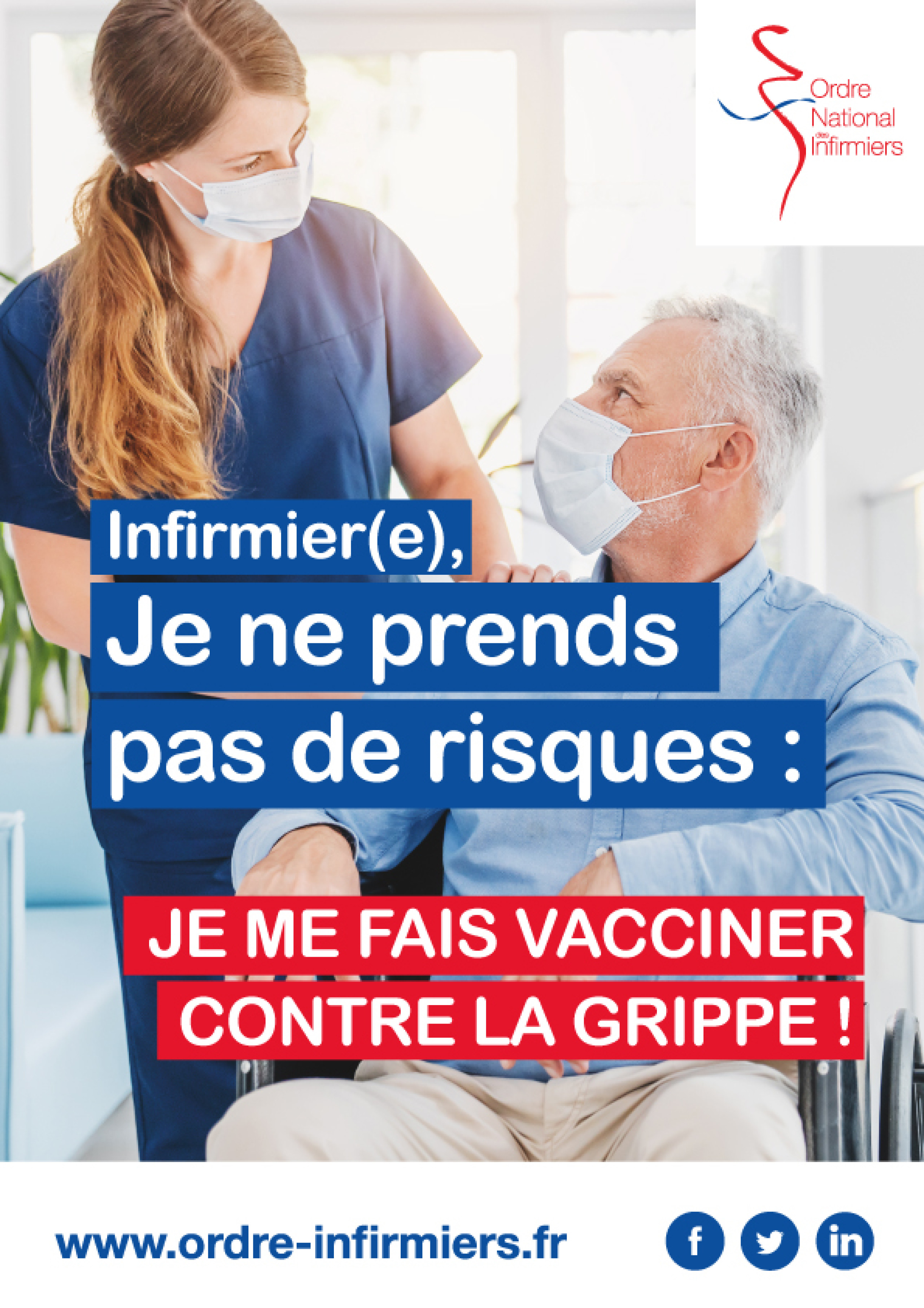 Affiche : je suis infirmière, je me vaccine contre la grippe