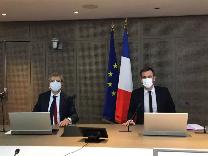 Photo d'Olivier Véran et Patrick Chamboredon à l'occasion de la visioconférence du 3 février