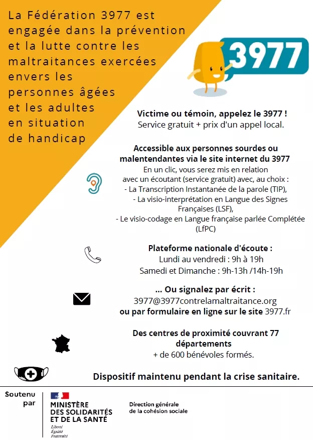 Numéro national dédié aux victimes et témoins de maltraitances envers des personnes âgées et adultes en situation de handicap