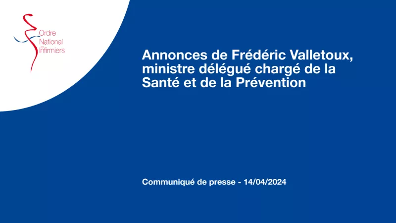 Annonces de Frédéric Valletoux, ministre délégué chargé de la Santé et de la Prévention