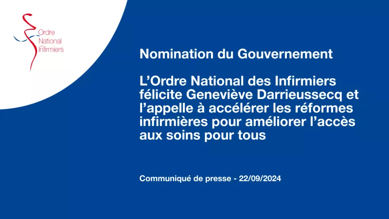 Nomination du Gouvernement L’Ordre National des Infirmiers félicite Geneviève Darrieussecq et l’appelle à accélérer les réformes infirmières pour améliorer l’accès aux soins pour tous