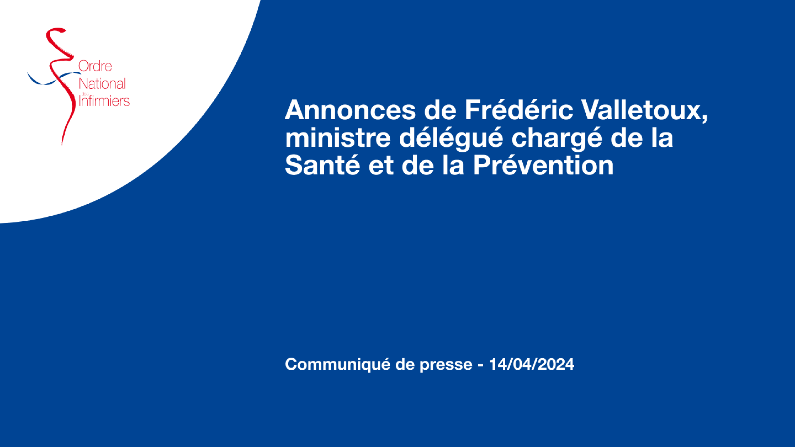 Annonces de Frédéric Valletoux, ministre délégué chargé de la Santé et de la Prévention