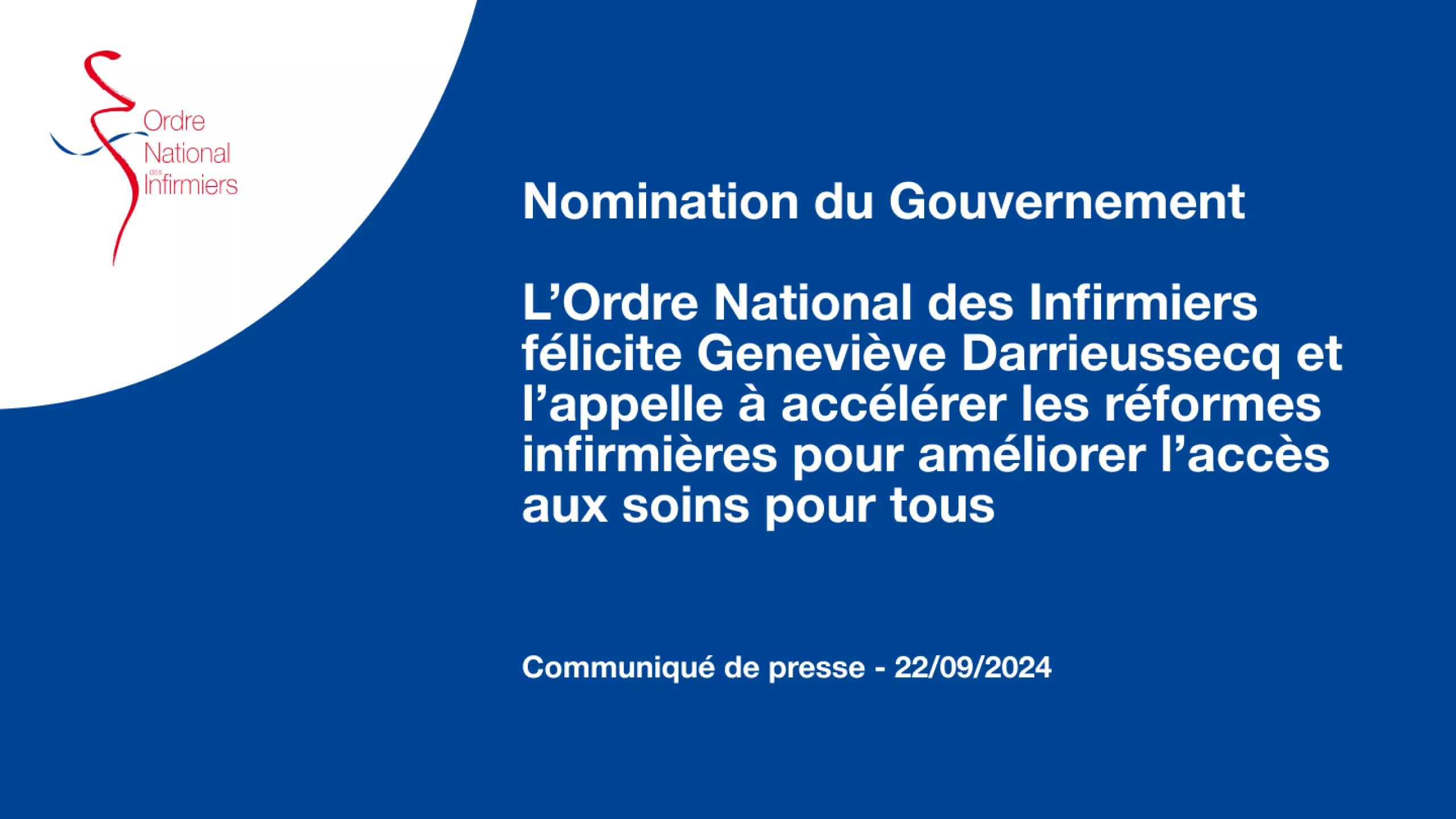 Nomination du Gouvernement L’Ordre National des Infirmiers félicite Geneviève Darrieussecq et l’appelle à accélérer les réformes infirmières pour améliorer l’accès aux soins pour tous