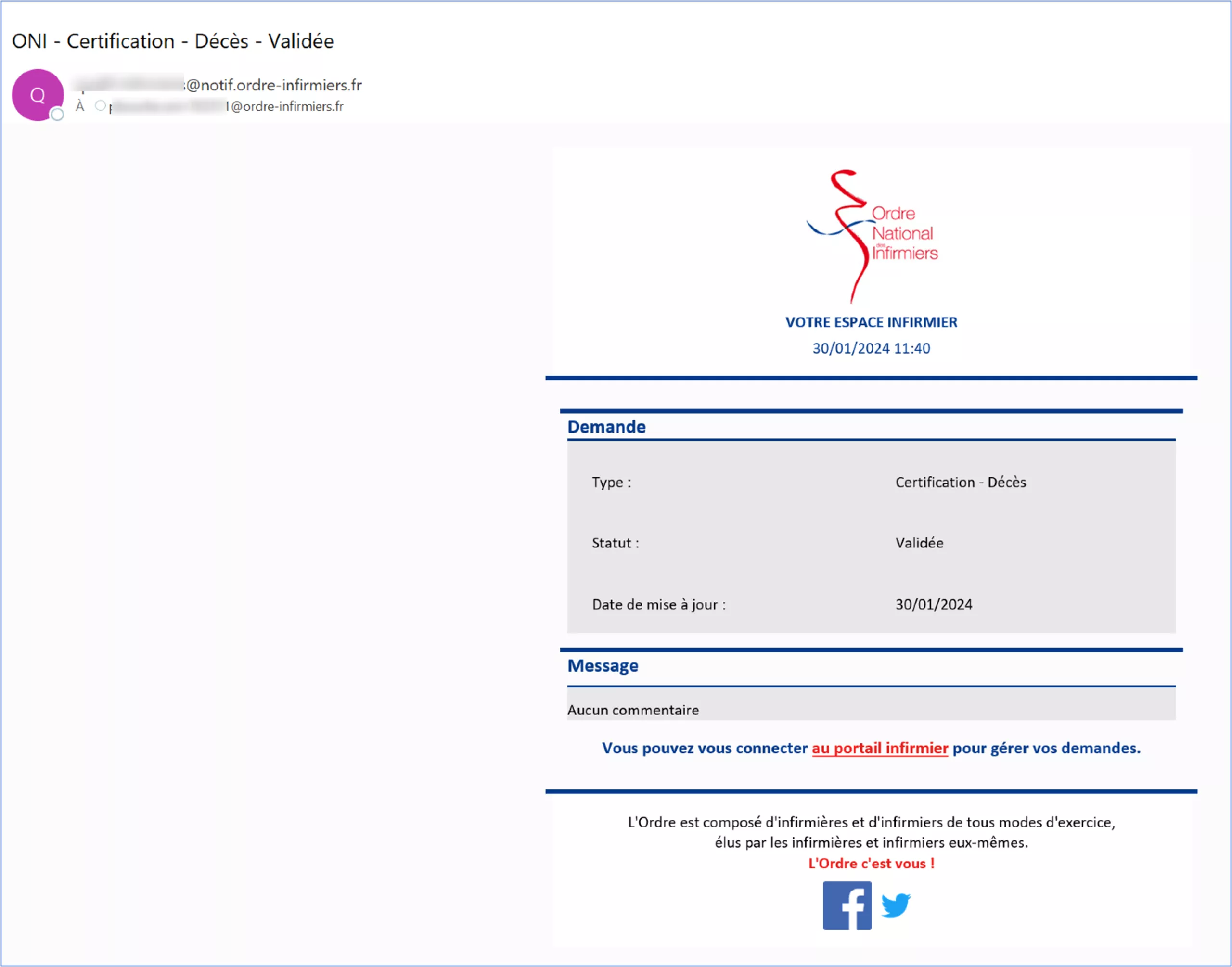 Mail de confirmation